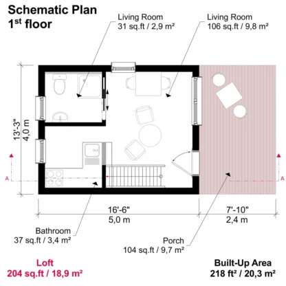 Small Cabin Design with Loft and Porch Eric - Image 3