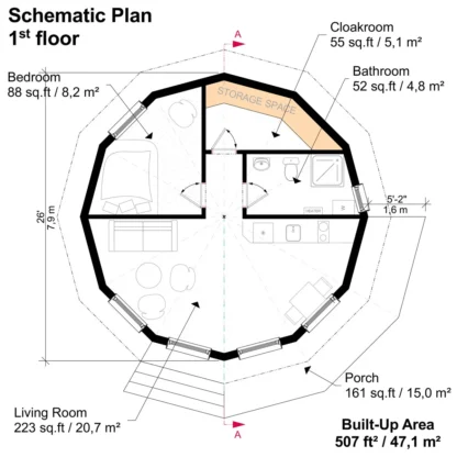 Small Round Cabin House Plans Olivia - Image 5